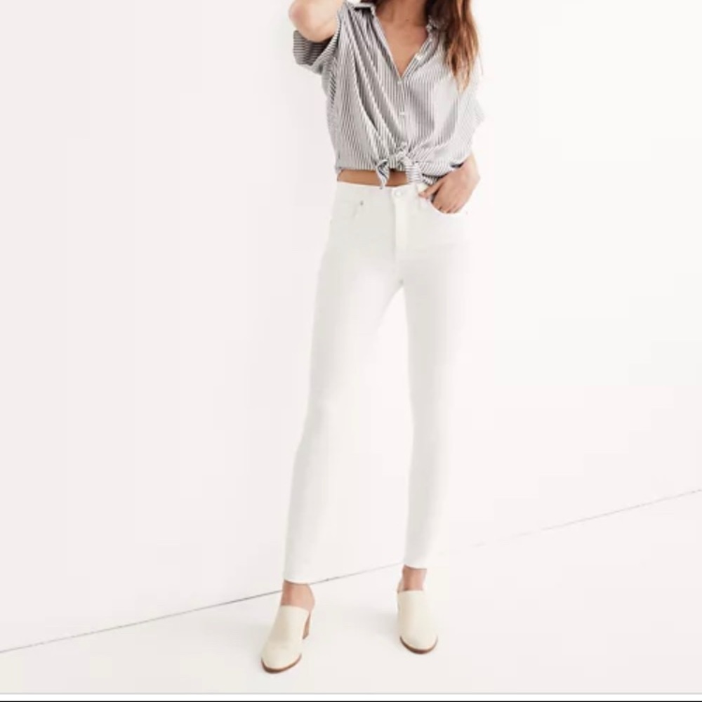 MADEWELL White/Creme Mid-Rise Skinny Jeans